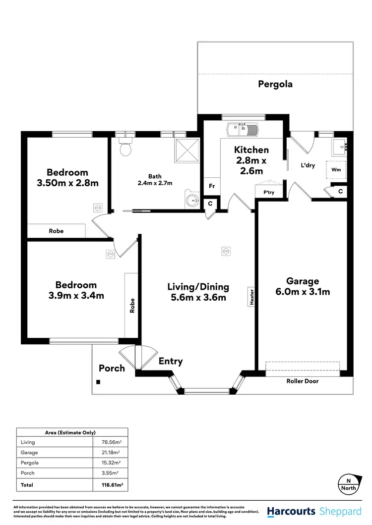 Floorplan of Homely unit listing, 1/11 Bradman Court, Morphett Vale SA 5162
