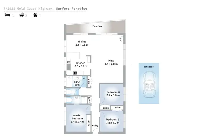 Floorplan of Homely apartment listing, 7/2928 Gold Coast Highway, Surfers Paradise QLD 4217