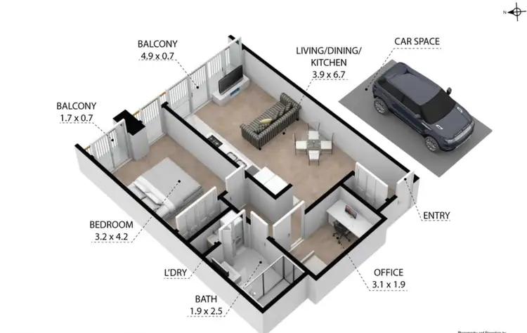 Floorplan of Homely apartment listing, 2403/1 Freshwater Place, Southbank VIC 3006