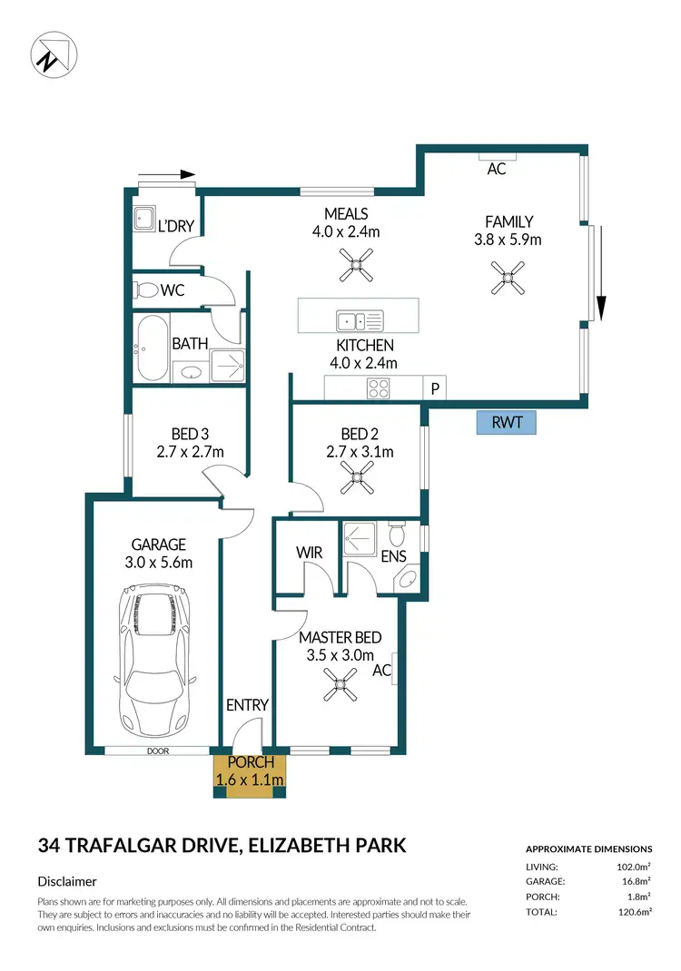 Floorplan of Homely house listing, 34 Trafalgar Drive, Elizabeth Park SA 5113