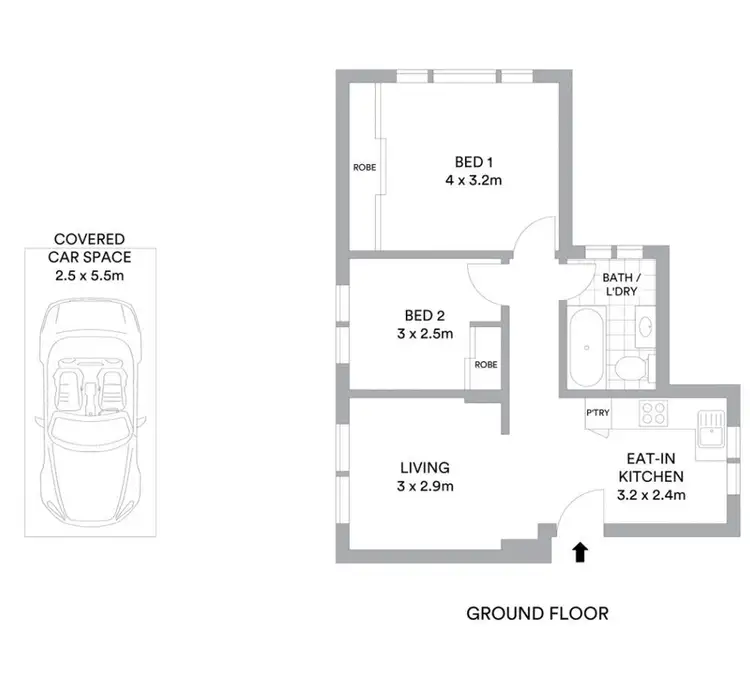 Floorplan of Homely apartment listing, 1/2 Elliot Place, Hillsdale NSW 2036