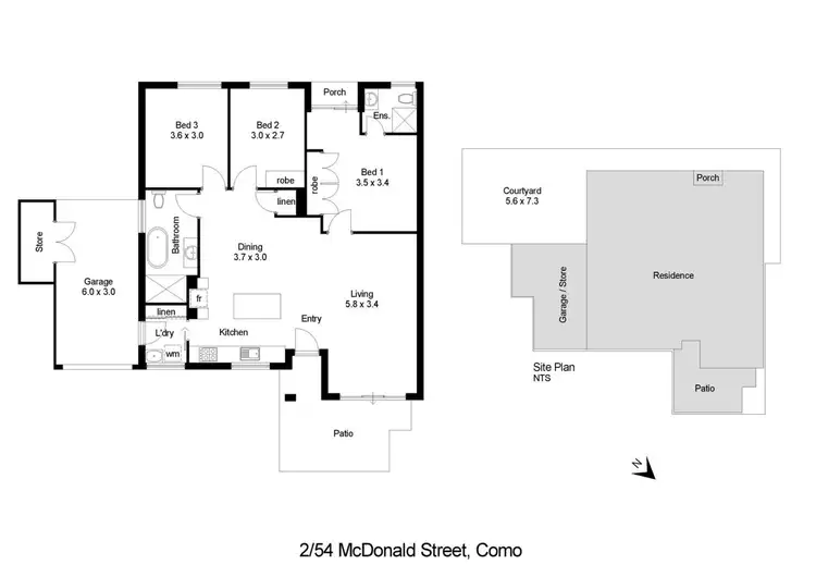 Floorplan of Homely villa listing, 2/54 McDonald Street, Como WA 6152
