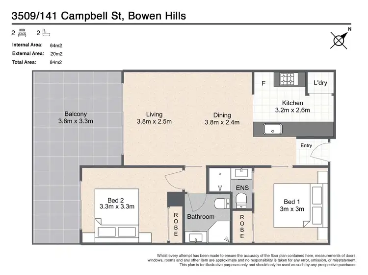 Floorplan of Homely unit listing, 3509/141 Campbell Street, Bowen Hills QLD 4006
