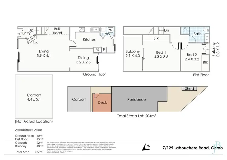 Floorplan of Homely townhouse listing, 7/129 Labouchere Road, Como WA 6152