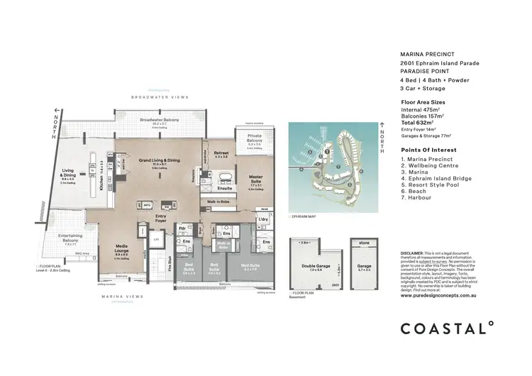 Floorplan of Homely apartment listing, 2601 Ephraim Island, Paradise Point QLD 4216
