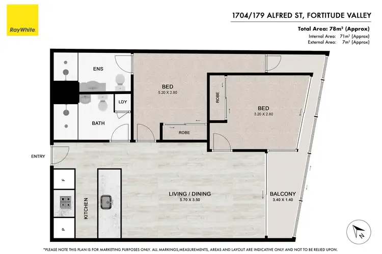 Floorplan of Homely apartment listing, 1704/179 Alfred Street, Fortitude Valley QLD 4006