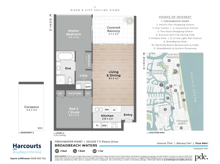 Floorplan of Homely apartment listing, 2214/33 T E Peters Drive, Broadbeach Waters QLD 4218