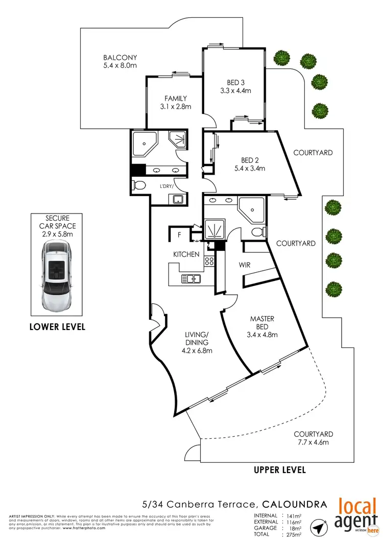 Floorplan of Homely unit listing, 5/34 Canberra Terrace, Caloundra QLD 4551