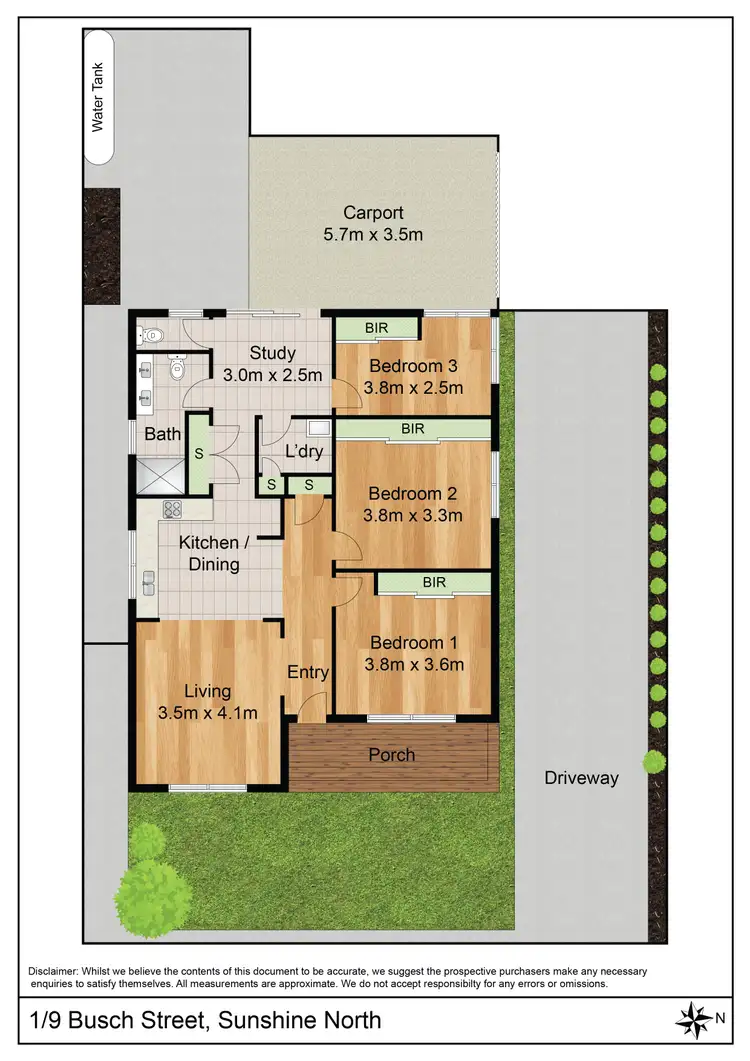 Floorplan of Homely unit listing, 1/9 Busch Street, Sunshine North VIC 3020