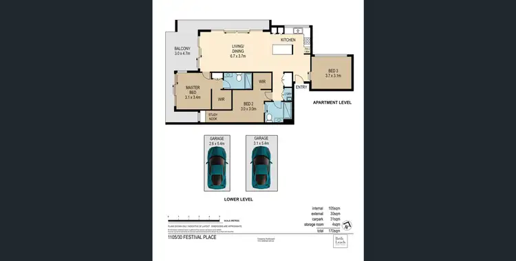 Floorplan of Homely apartment listing, 1105/30 Festival Place, Newstead QLD 4006