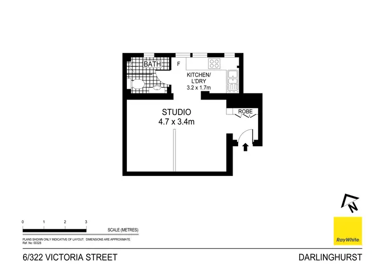 Floorplan of Homely studio listing, 6/320-324B Victoria Street, Darlinghurst NSW 2010