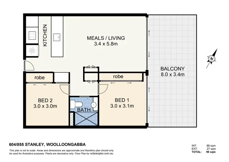 Floorplan of Homely apartment listing, 604/855 Stanley Street, Woolloongabba QLD 4102