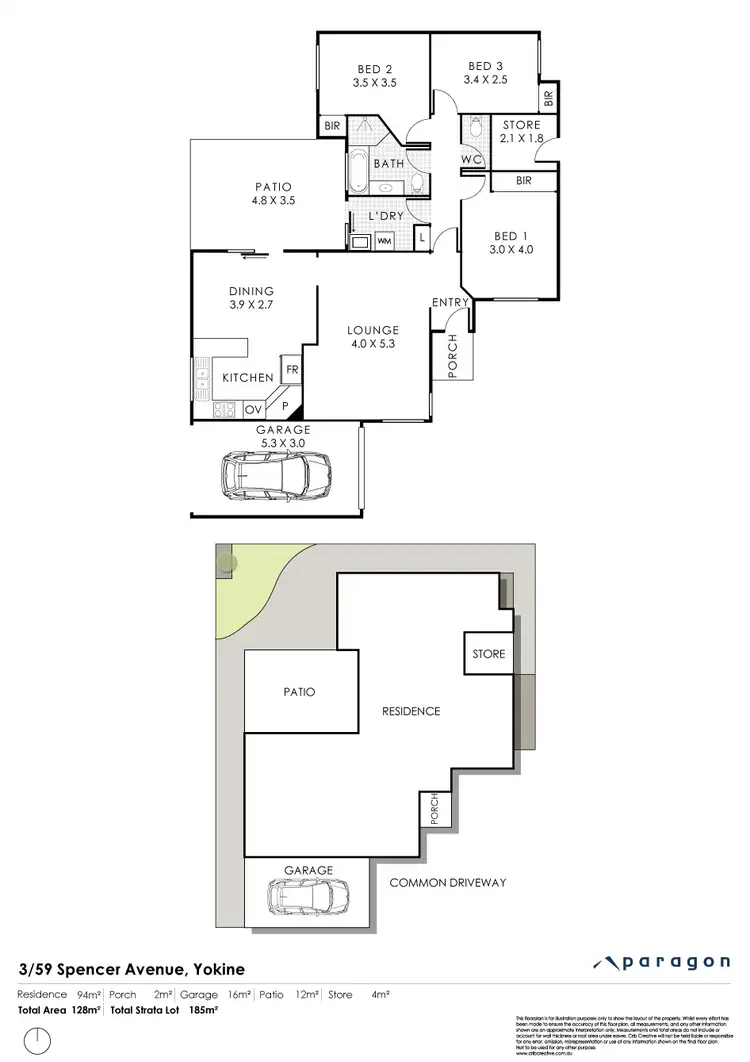 Floorplan of Homely villa listing, 3/59 Spencer Avenue, Yokine WA 6060