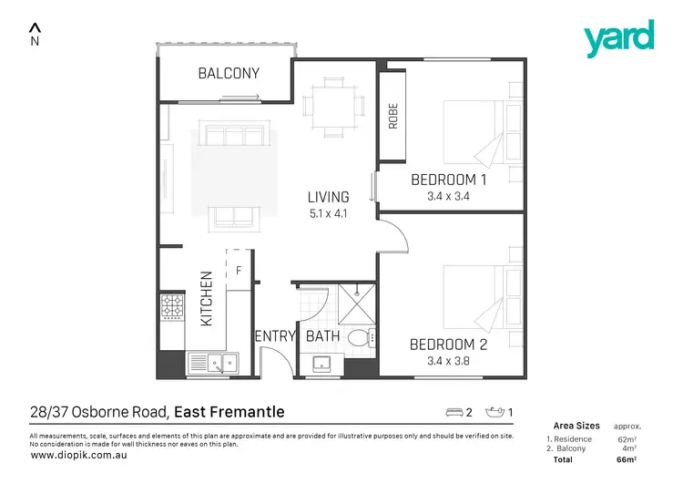 Floorplan of Homely apartment listing, 28/37 Osborne Road, East Fremantle WA 6158