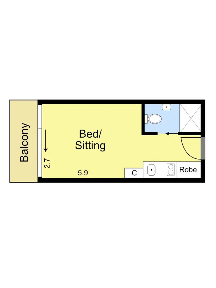 Floorplan of Homely studio listing, 611/22 Orr St, Carlton VIC 3053