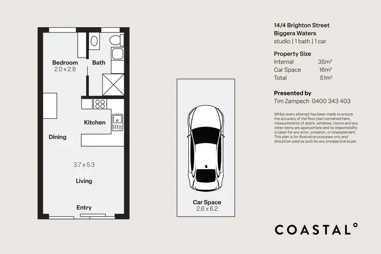 Floorplan of Homely studio listing, 14/4 Brighton Street, Biggera Waters QLD 4216