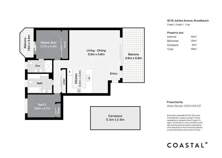 Floorplan of Homely apartment listing, 16/16 Jubilee Avenue, Broadbeach QLD 4218