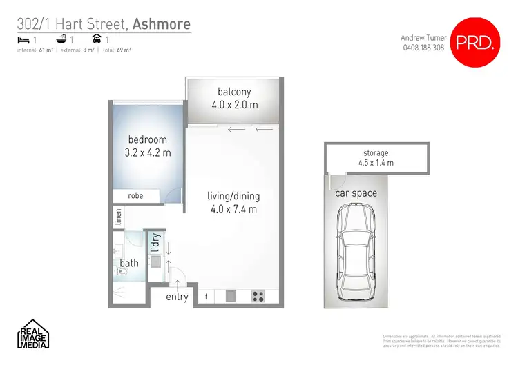 Floorplan of Homely unit listing, 302/1 Hart Street, Ashmore QLD 4214
