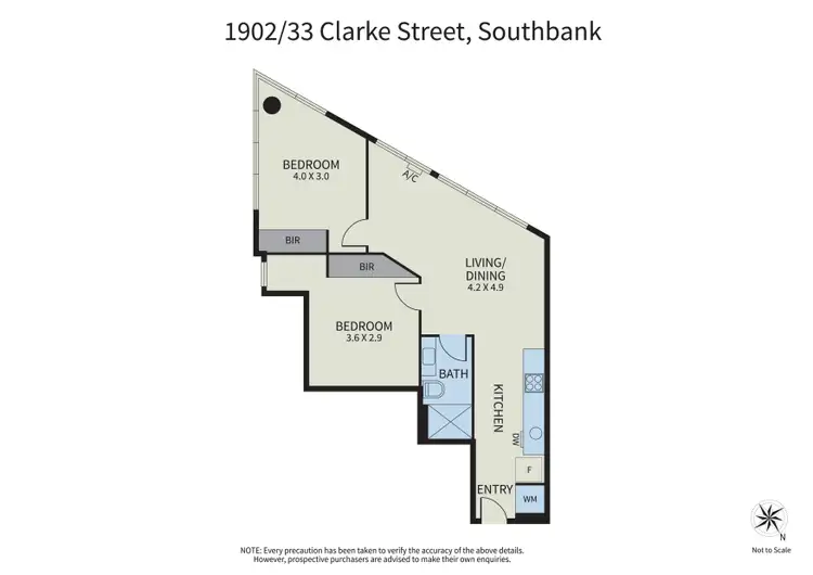 Floorplan of Homely apartment listing, 1902/33 Clarke Street, Southbank VIC 3006