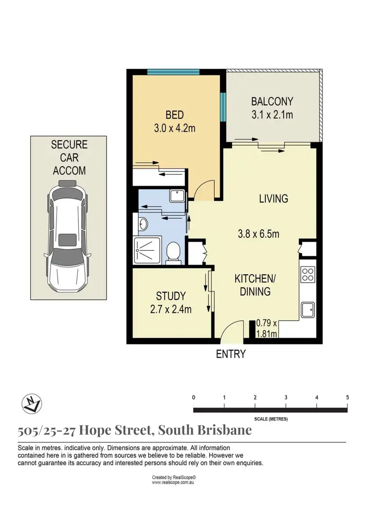 Floorplan of Homely apartment listing, 505/25-27 Hope Street, South Brisbane QLD 4101