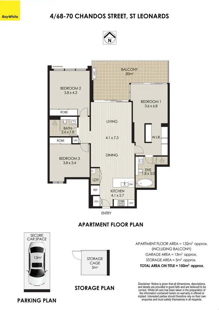 Floorplan of Homely apartment listing, 4/68-70 Chandos Street, St Leonards NSW 2065