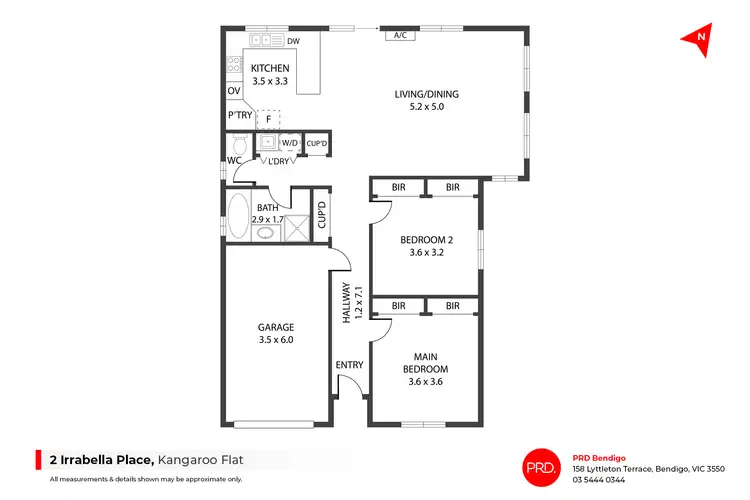Floorplan of Homely house listing, 2 Irrabella Place, Kangaroo Flat VIC 3555