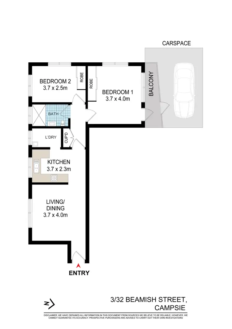 Floorplan of Homely apartment listing, 3/32 Beamish Street, Campsie NSW 2194