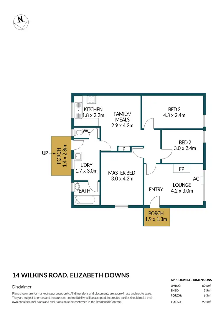 Floorplan of Homely house listing, 14 Wilkins Road, Elizabeth Downs SA 5113