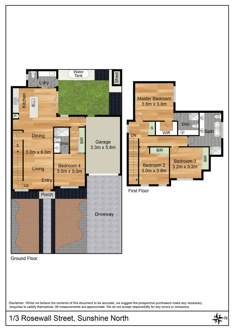 Floorplan of Homely townhouse listing, 1,3/3 Rosewall Street, Sunshine North VIC 3020