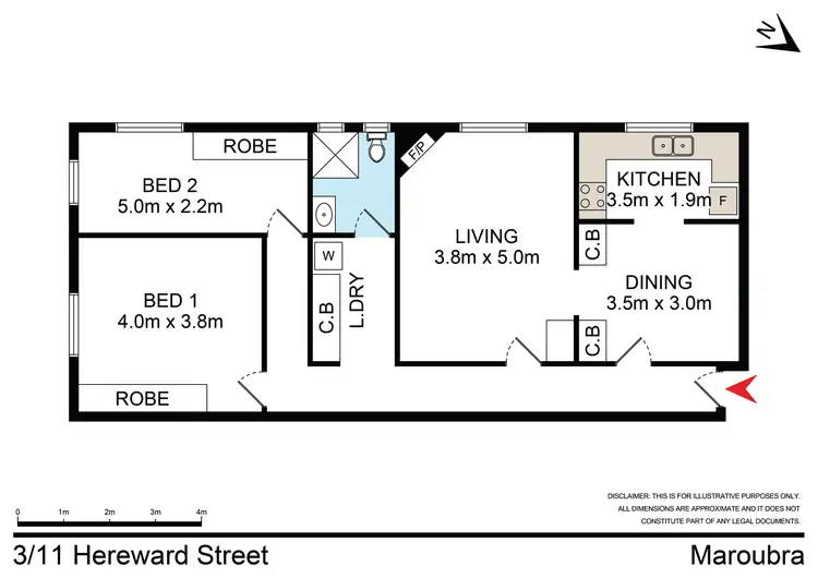 Floorplan of Homely unit listing, 3/11 Hereward Street, Maroubra NSW 2035