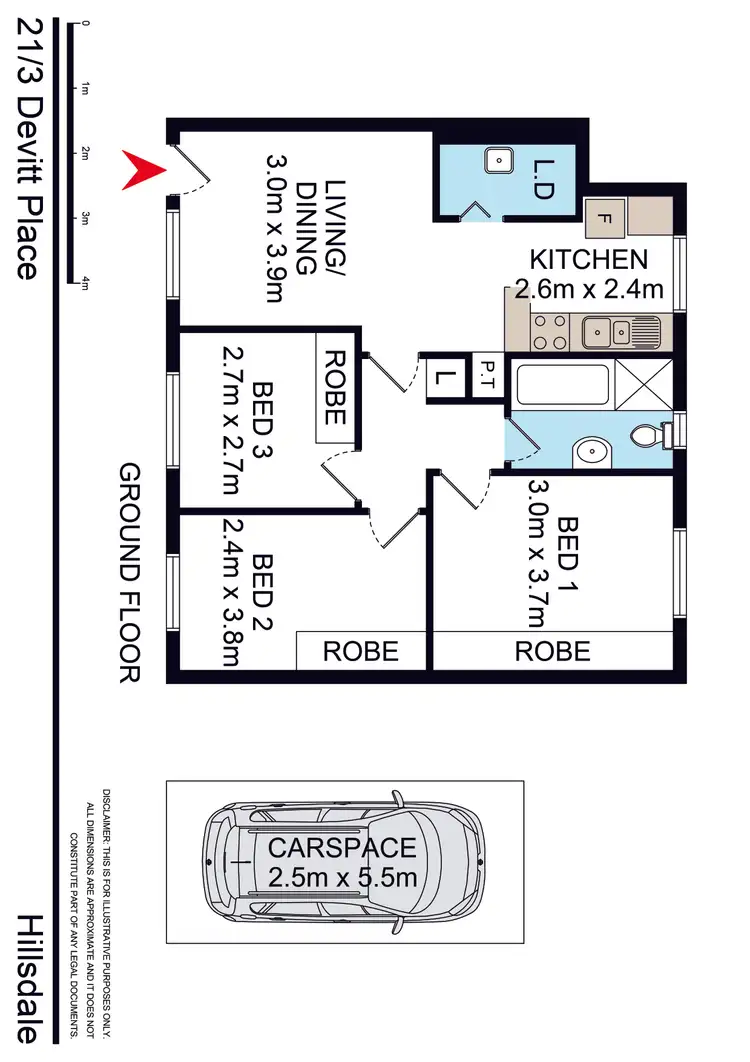 Floorplan of Homely unit listing, 21/3 Devitt Place, Hillsdale NSW 2036
