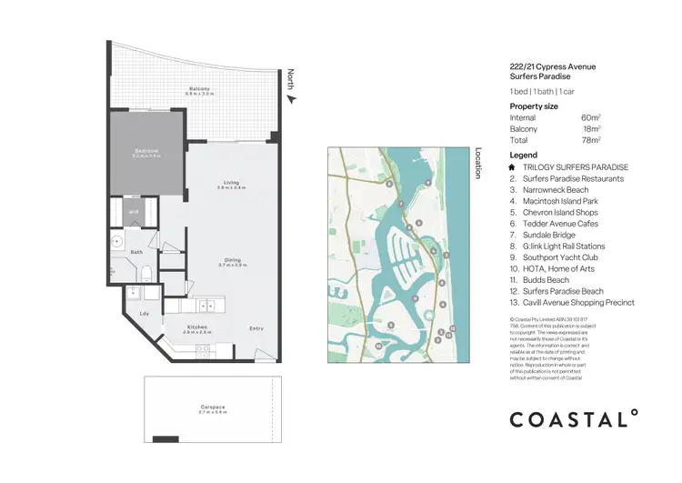 Floorplan of Homely apartment listing, 222/21 Cypress Avenue, Surfers Paradise QLD 4217