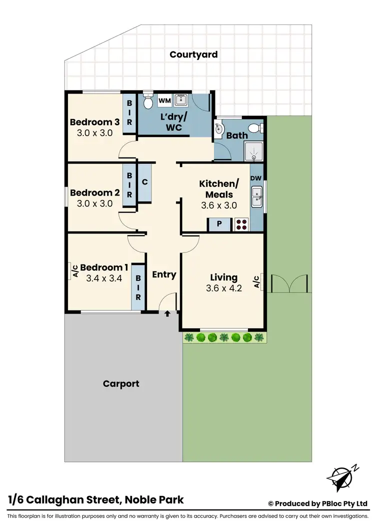Floorplan of Homely unit listing, 1/6 Callaghan Street, Noble Park VIC 3174