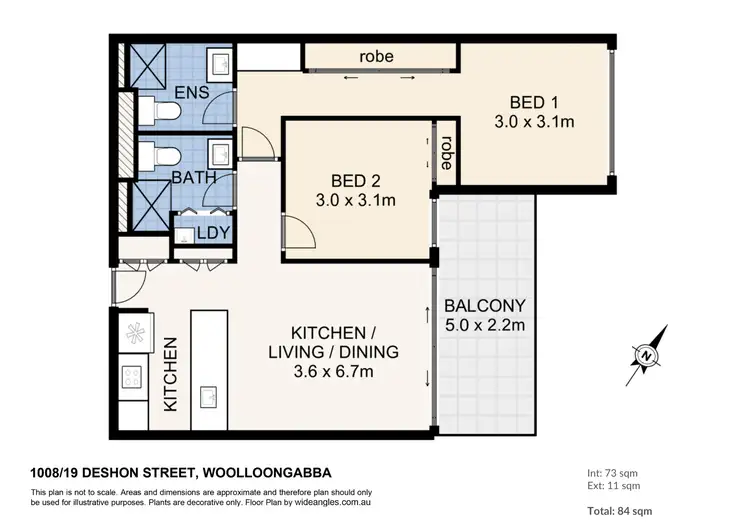 Floorplan of Homely apartment listing, 1008/19 Deshon Street, Woolloongabba QLD 4102