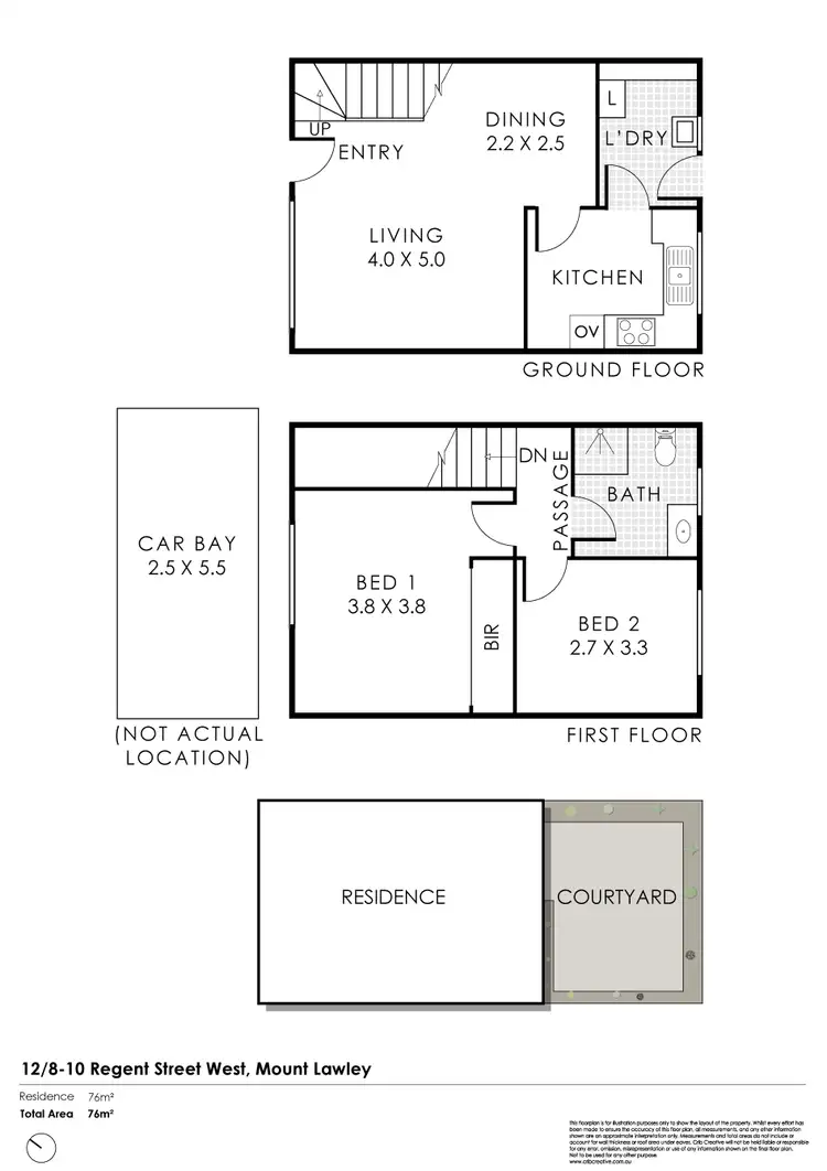 Floorplan of Homely townhouse listing, 12/8-10 Regent Street West, Mount Lawley WA 6050