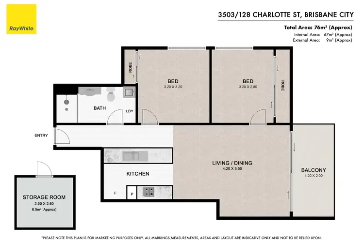 Floorplan of Homely apartment listing, 3503/128 Charlotte Street, Brisbane City QLD 4000