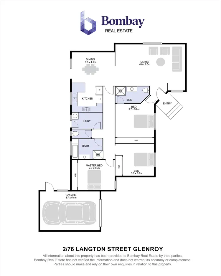 Floorplan of Homely unit listing, 2/76 Langton Street, Glenroy VIC 3046