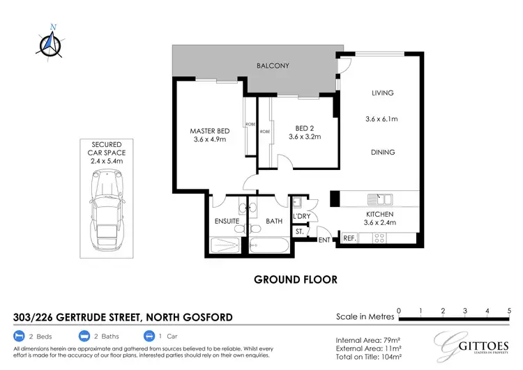 Floorplan of Homely apartment listing, 303/226 Gertrude Street, North Gosford NSW 2250