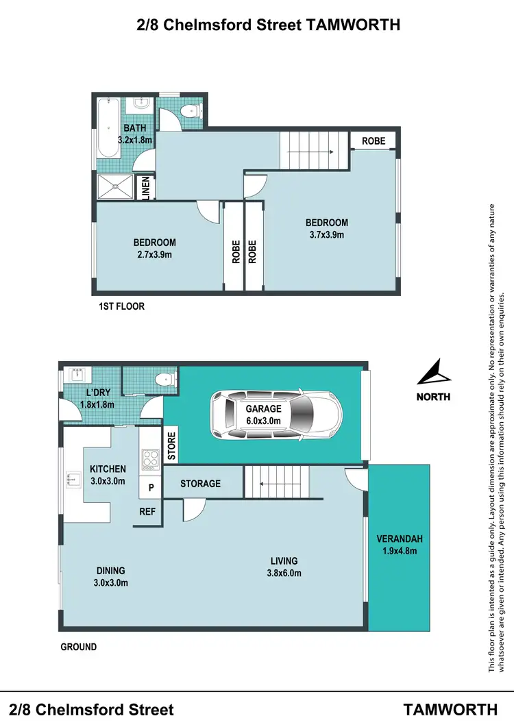 Floorplan of Homely townhouse listing, 2/8 Chelmsford Street, Tamworth NSW 2340
