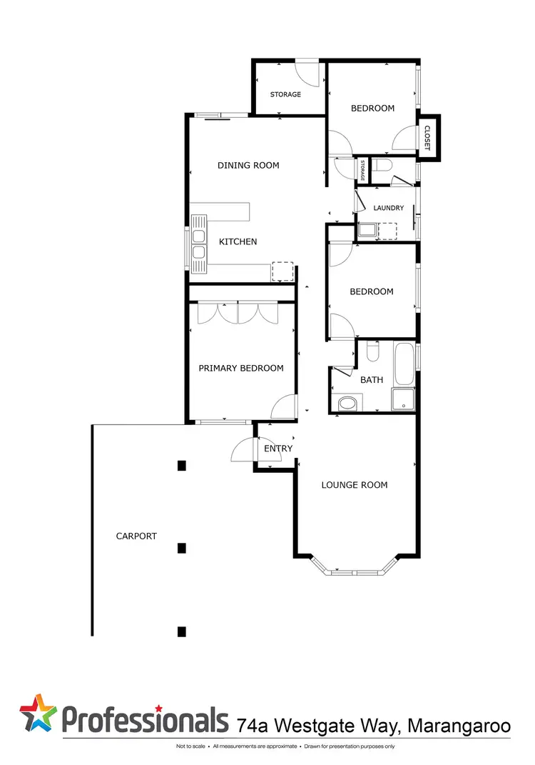Floorplan of Homely semi-detached listing, 74A Westgate Way, Marangaroo WA 6064