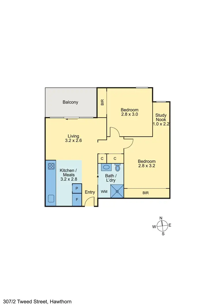 Floorplan of Homely apartment listing, 307/2 Tweed Street, Hawthorn VIC 3122