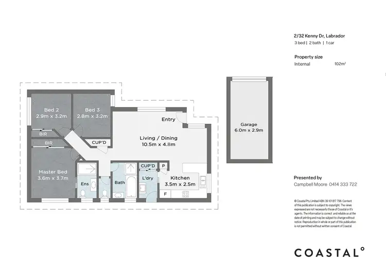 Floorplan of Homely villa listing, 2/32 Kenny Drive, Labrador QLD 4215