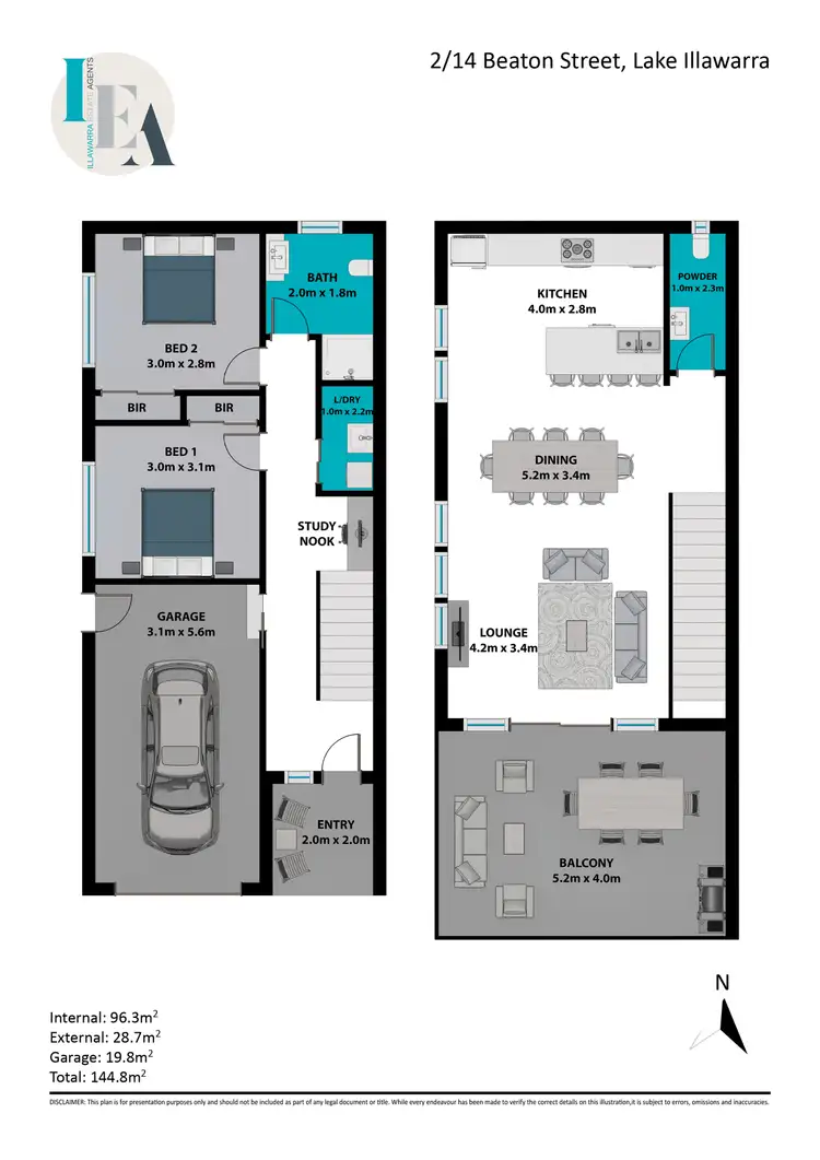 Floorplan of Homely townhouse listing, 2/14 Beaton Street, Lake Illawarra NSW 2528