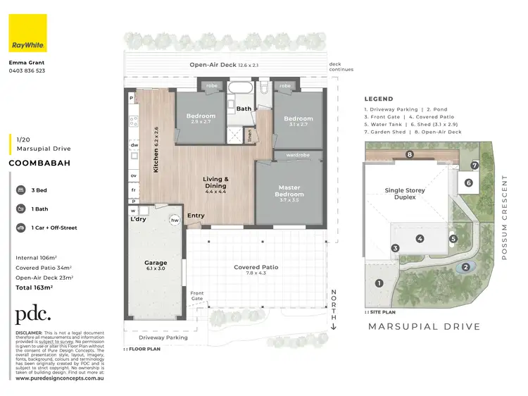 Floorplan of Homely semi-detached listing, 1/20 Marsupial Drive, Coombabah QLD 4216