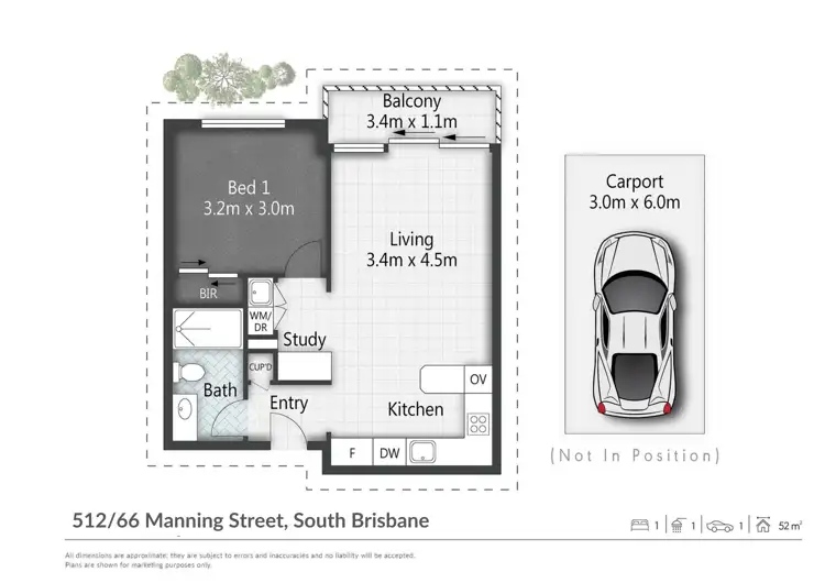 Floorplan of Homely apartment listing, 512/66 Manning Street, South Brisbane QLD 4101