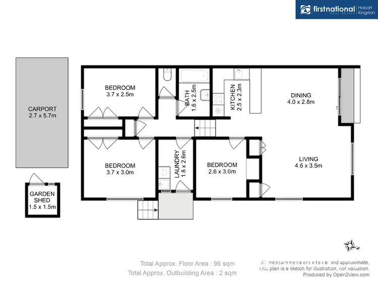 Floorplan of Homely unit listing, 1/638 Nelson Road, Mount Nelson TAS 7007