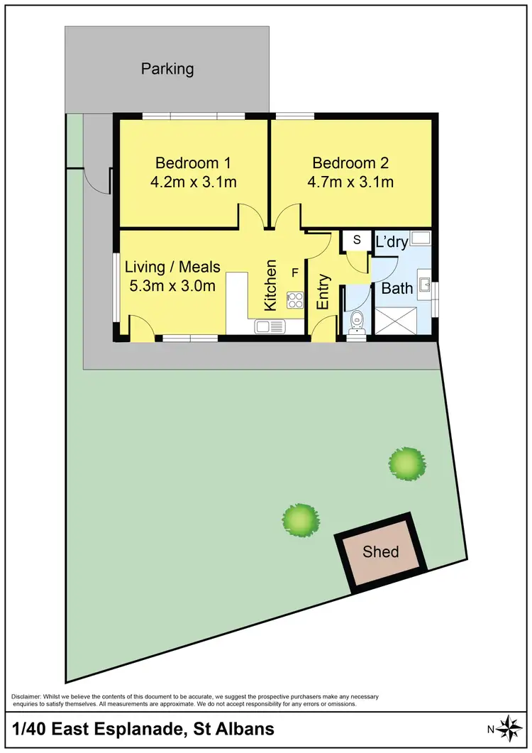 Floorplan of Homely unit listing, 1/40 East Esplanade, St Albans VIC 3021