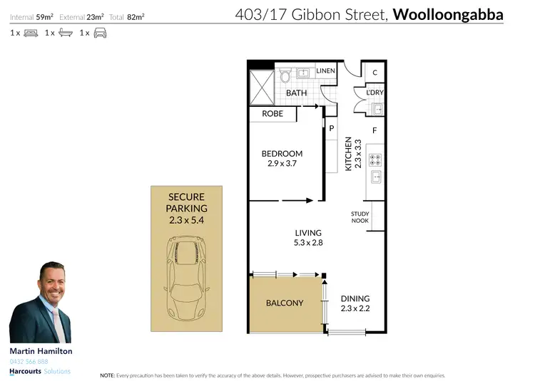 Floorplan of Homely apartment listing, 403/17 Gibbon Street, Woolloongabba QLD 4102