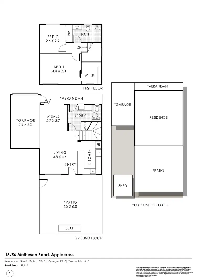 Floorplan of Homely townhouse listing, 13/56 Matheson Road, Applecross WA 6153