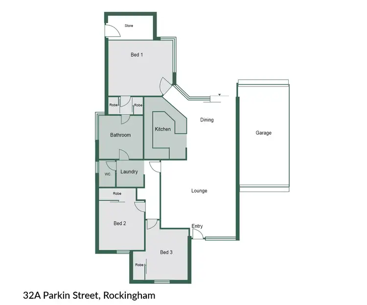 Floorplan of Homely unit listing, 32A Parkin Street, Rockingham WA 6168